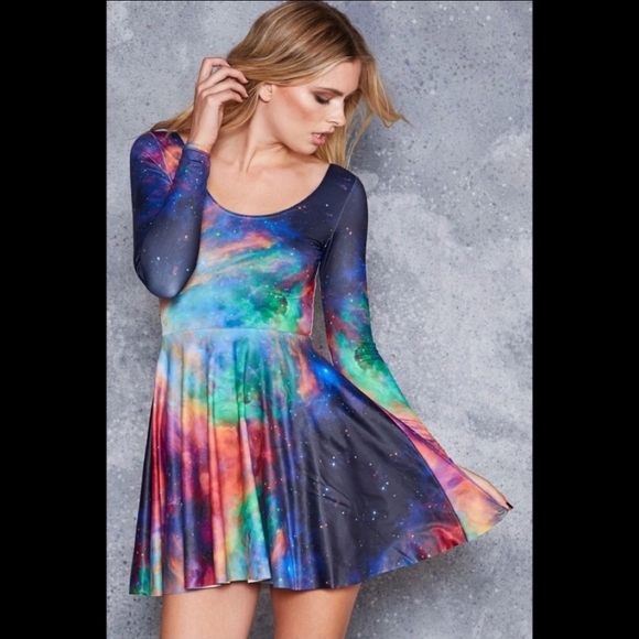 Blackmilk Dresses & Skirts - BlackMilk Rainbow Galaxy Long Sleeve Skater Dress Small
